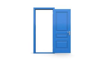 set di diverse porte blu isolate 3d rendering di illustrazioni su sfondo bianco foto