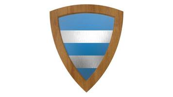 scudo di legno illustrazione 3d medievale rendering bianco blu foto