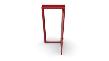 illustrazione creativa porta rossa di porta aperta e chiusa, ingresso realistico porta isolato su sfondo 3d foto