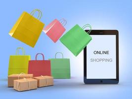 Smartphone di rendering 3D per lo shopping online foto