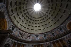 raggio di luce che splende attraverso l'occhio del pantheon