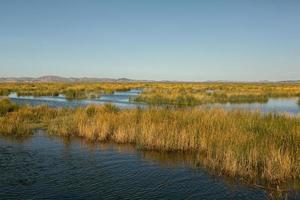 il lago titicaca è il lago più grande del sud america e il lago navigabile più alto del mondo. foto