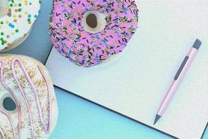 cibo e dolci su sfondo pastello rendering 3d foto