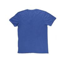 t-shirt blu da uomo con tracciato di ritaglio. indietro.