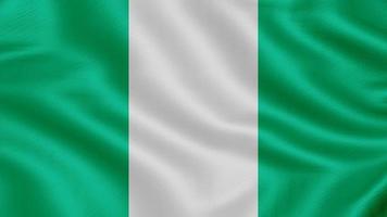bandiera della nigeria. illustrazione di rendering 3d di bandiera sventolante realistica con struttura del tessuto altamente dettagliata. foto