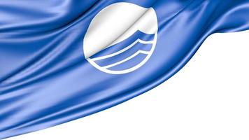 bandiera blu della spiaggia della bandiera isolata su fondo bianco, illustrazione 3d foto