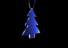 vetro blu giocattolo albero di natale su sfondo nero rendering 3d foto