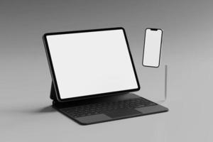 schermo del tablet con prototipi vuoti di smartphone foto