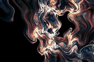 illustrazione 3d fluida astratta. liquido sfumato olografico su sfondo nero foto