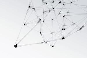 sfera geometrica liquida digitale su sfondo bianco. illustrazione hi-tech astratta del rendering 3d di forma poligonale metaball in stile futuristico tecnologico foto