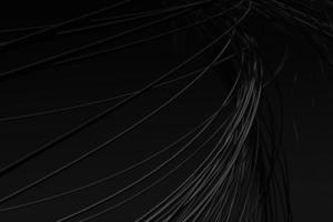 illustrazione 3d di fili intrecciati astratti su sfondo nero. eleganti linee di volume curve nello stile tecnologico foto