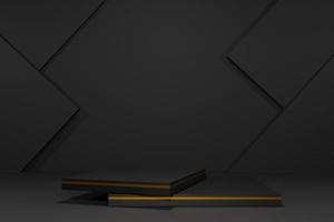 podio geometrico minimo su sfondo scuro per la presentazione del prodotto. rendering 3D foto