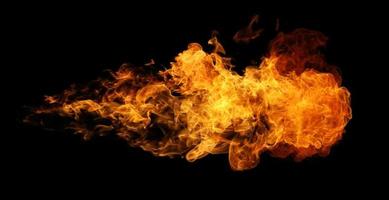 fuoco e torcia a fiamma ardente isolata su sfondo nero per grafica foto