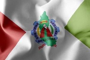 illustrazione 3d La bandiera dell'Amazzonia è una regione del Perù. salutando foto