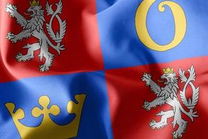 illustrazione 3d La bandiera di hradec kralove è una regione della repubblica ceca foto