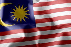 illustrazione del rendering 3d bandiera della malesia. agitando il vento f foto