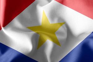illustrazione 3d La bandiera di saba è una regione dei Paesi Bassi. salutando foto