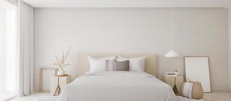 camera da letto bianca interior.earth tone design.3d rendering foto