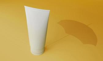 protezione solare, prodotto per il trucco cosmetico o mockup per la cura della pelle di bellezza. Rendering 3d foto