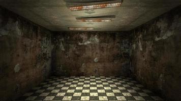il design degli interni di horror e danni raccapriccianti stanza vuota., rendering 3d. foto