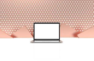 laptop moderno isolato su sfondo oro rosa. illustrazione 3d. foto