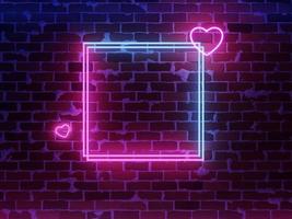 cuore al neon. neon di notte luminosa sul muro di mattoni foto