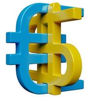 Illustrazione 3d di icone di denaro in euro e dollaro su sfondo bianco isolato. simbolo di cambio valuta, aumento dei prezzi. converti dollaro in euro e ritorno. foto