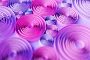 illustrazione 3d di cerchi rosa e viola. insieme di forme su sfondo monocromatico, motivo. sfondo geometrico foto