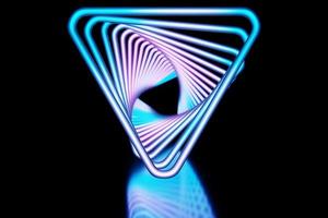 Illustrazione 3D di un triangolo di luce rosa. fantastiche forme geometriche cell.semplici foto