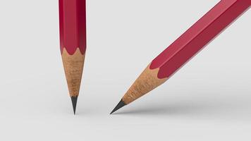 primo piano matita rossa grafite. illustrazione 3d del colpo a macroistruzione foto
