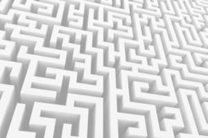 sfondo bianco labirinto infinito. illustrazione 3d del labirinto isometrico astratto foto