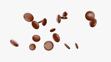 chicchi di cioccolato ricoperti di cioccolato palla di cioccolato caramella marrone cioccolato 3d illustrazione foto