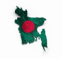 mappa del bangladesh bandiera del bangladesh colore in rilievo ombreggiato mappa dell'altezza su sfondo bianco illustrazione 3d foto
