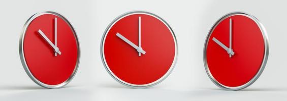 illustrazione 3d dell'orologio rotondo rosso e cromato 10 o clock foto