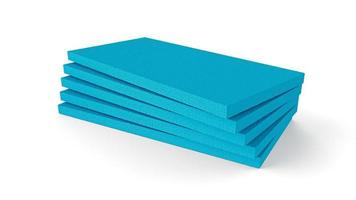 foglio di polistirolo blu su sfondo bianco illustrazione 3d foto