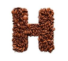 lettera h fatta di fagioli ricoperti di cioccolato caramelle al cioccolato alfabeto parola h 3d illustrazione foto