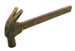 vecchio martello da falegname isolato su sfondo bianco foto