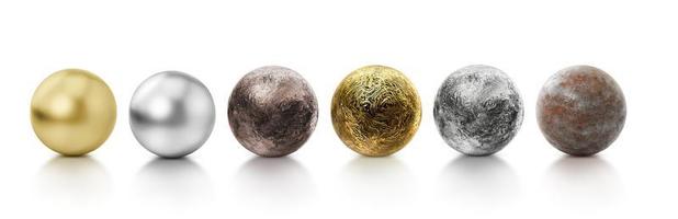 palla di metallo in acciaio isolato su sfondo bianco. rendering 3d foto