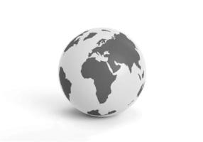 icone del globo terrestre. rendering 3d isolato su sfondo bianco foto