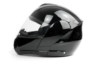 casco da motociclista nero e lucido