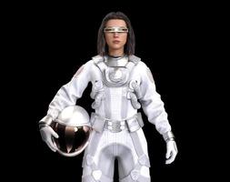 avatar astronauta che indossa occhiali per realtà virtuale rendering 3d foto
