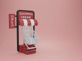 consegna a casa dallo shopping online nel rendering di illustrazioni 3d foto