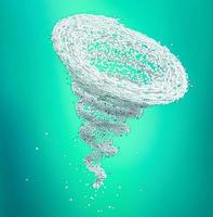 flusso di grana detergente e smacchiatore ad effetto speciale ciclone, con acqua che lava un'illustrazione 3d macchiata e verde