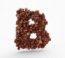 lettera b fatta di pezzi di cioccolato pezzi di cioccolato alfabeto lettera b 3d illustrazione foto