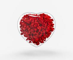cuore di globuli rossi isolato cuore in forma di vetro rendering 3d foto