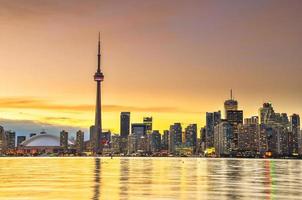 skyline della città di Toronto al tramonto