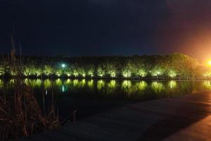 parco della foresta di mangrovie nel grand maerokoco semarang di notte foto