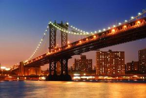 Manhattan Bridge Tramonto New York City foto