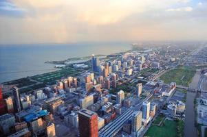 Skyline di Chicago al tramonto foto