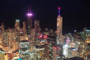 vista aerea notturna di Chicago foto